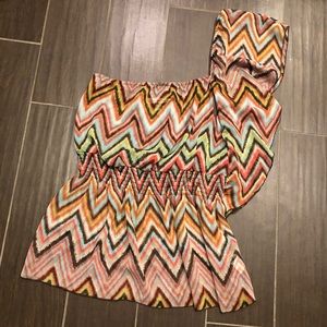 One Shoulder Chevron Top XL